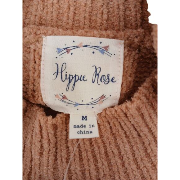New w Tag Hippie Rose Chenile Sweater Sz M Neutral Cable Knit Cropped Preppy - Picture 11 of 12